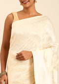 Cream Traditional Woven Tussar Saree - Taashi