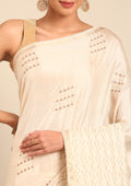 Cream Fancy Embroidery Tussar Saree - Taashi