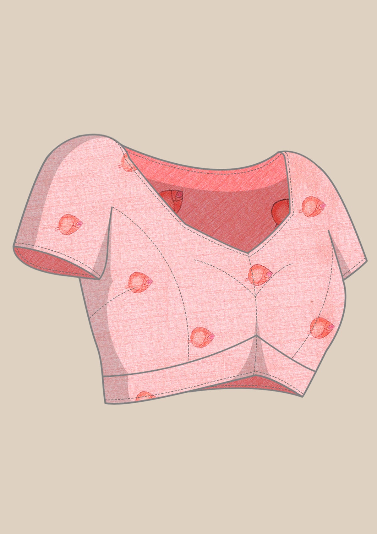 Pastel Pink And Blue Nature InspiRed Printed Organza Saree - Taashi