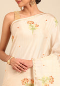 Cream Fancy Embroidery Tussar Saree - Taashi