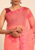 Peach Kasuti Pattern Woven Tussar saree - Taashi