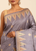 Pale Blue Traditional Zari Woven Tussar Saree - Taashi
