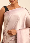 Dusty Pink Zigzag Leheriya Printed Satin Saree - Taashi