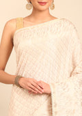 Cream Fancy Embroidery Tussar Saree - Taashi