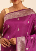 Purple Traditional Pattern Woven Tussar Saree - Taashi