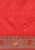 Red Paithani Pattern Tussar Saree - Taashi