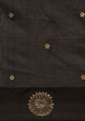 Black Peacock Jacquard Pattern Tussar Saree - Taashi
