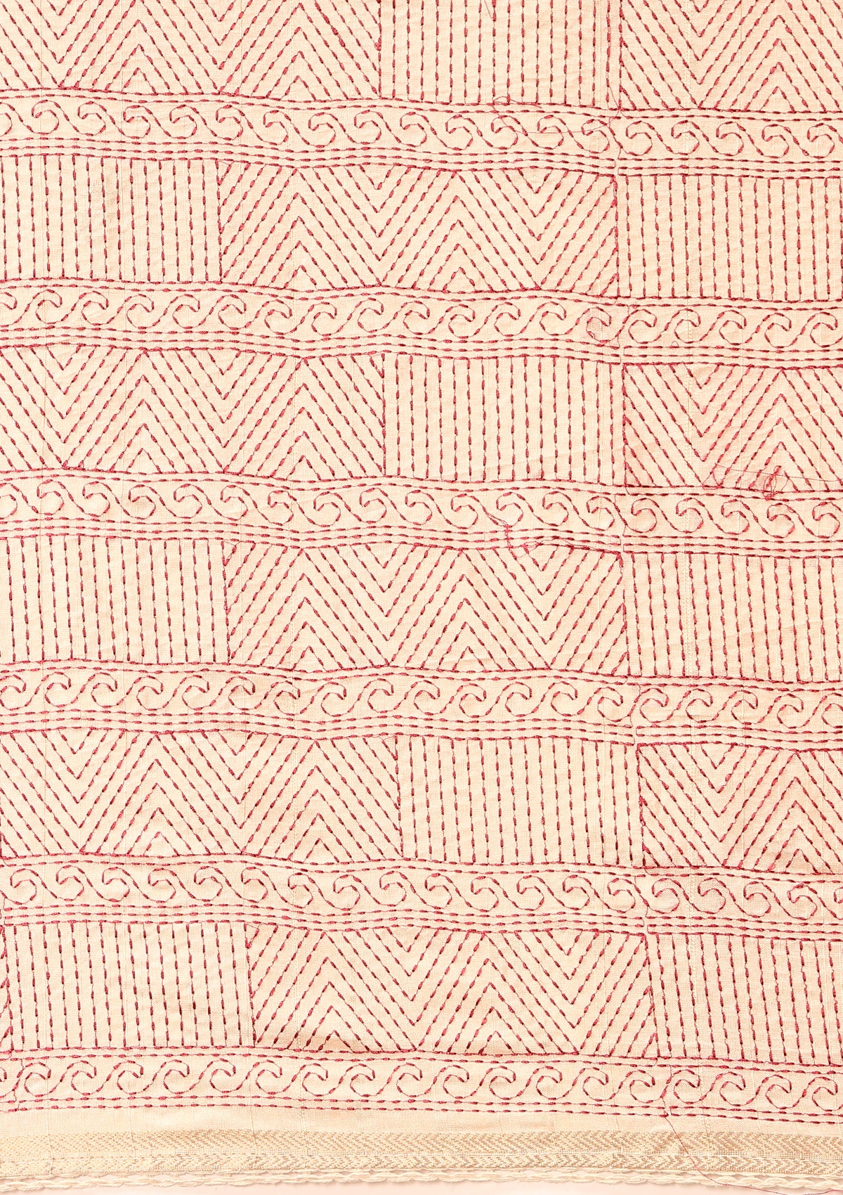 Cream Fancy Embroidery Tussar Saree - Taashi