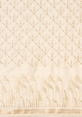 Cream Fancy Embroidery Tussar Saree - Taashi