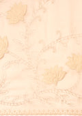Cream Lotus Embroidered Tussar Saree - Taashi