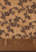 Beige And Brown Floral Woven Tussar Saree - Taashi