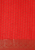 Red Traditional Zari Butta Woven Tussar Saree - Taashi
