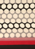 Black And Cream Polkadots Printed Chiffon Saree - Taashi