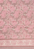 Dusty Pink A/O Floral Printed Art Tussar Matka Silk Saree - Taashi