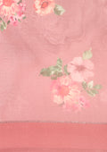 Dusty Pink Floral Digital Printed Georgette Saree - Taashi