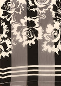 Black And White Abstract Printed Chiffon Saree - Taashi