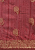 Maroon Floral Butta Pattern Tussar Saree - Taashi