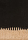 Black Temple Border Printed Tussar Saree - Taashi