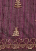 Purple Zari Floral Butta Tussar Saree - Taashi