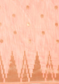 Pastel Peach Traditional Temple Pattern Tussar Saree - Taashi
