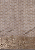 Grey Traditional Zari Butta Woven Tussar Saree - Taashi