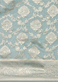 Powder Blue Jaal Woven Tussar Saree - Taashi