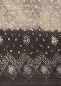Grey Batik Printed Art Tussar Matka Silk Saree - Taashi