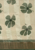 Green Hibiscus Printed Tussar Saree - Taashi