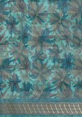Blue A/O Floral Printed Tussar Saree - Taashi