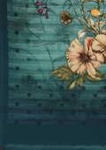 Powder Blue Digital Multicolor Floral And Textured Printed Crepe Saree - Taashi