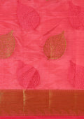Pink Betel Leaf Woven Tussar Saree - Taashi