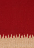 Maroon Temple Border Printed Tussar Saree - Taashi