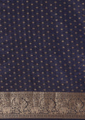 Blue Traditional Zari Butta Woven Tussar Saree - Taashi