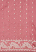 Dusty Pink Stylised Ikat Pattern Tussar Saree - Taashi
