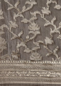 Slate Grey Jaal Woven Tussar Saree - Taashi