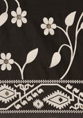 Black And White Floral And Tribal Pattern Woven Tussar Saree - Taashi