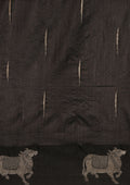 Black Jacquard Pattern Placement Tussar Saree - Taashi