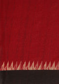 Red And Black Temple Border Printed Tussar Saree - Taashi