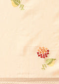 Cream Fancy Embroidery Tussar Saree - Taashi