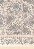Cream And Grey Stylised A/O Paisley Pattern Linen Saree - Taashi