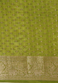 Green Traditional Zari Butta Woven Tussar Saree - Taashi