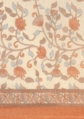 Cream And Copper Jaal Floral Printed Art Tussar Matka Silk Saree - Taashi