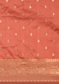 Dusty Dark Peach Traditional Pattern Woven Tussar Saree - Taashi