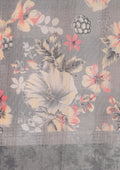 Grey A/O Floral Printed Plaids Woven Line Saree - Taashi