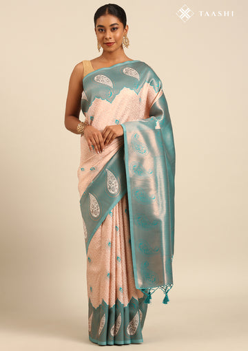 Emerald Green Tissue Brocade Art Silk Saree 