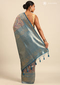 Dusty Blue Tissue Brocade Art Silk SareeÂ  - Taashi