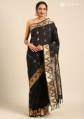 Black Temple Art Silk Saree - Taashi