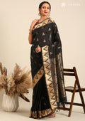 Black Temple Art Silk Saree - Taashi