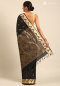 Black Temple Art Silk Saree - Taashi