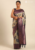 Sage Green Tissue Brocade Art Silk Saree - Taashi